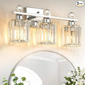 Crystal Bathroom Lighting Fixtures Over Mirror, 3 Light Chrome Brushed Nickel by KunruiTAI