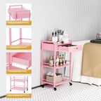 Salon Trolley Cart for Beauty SPA, Wooden Rolling Storage Station, Mobile - Image 3