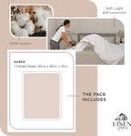 Linen Home 100% Cotton Percale Weave Fitted Sheet, Queen Size, Sand Shell - Image 6