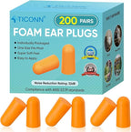 TICONN 200 Pairs Foam Ear Plugs, Individually Wrapped 32dB NRR Noise Reduction - Image 8