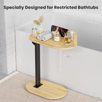 Bamboo Bathtub Table with Adjustable Height, Freestanding Bath Tray Caddy Board - Image 2
