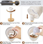 Small Bedside Table Lamps for Bedroom Set of 2, Natural Round Wood Base&Fabric - Image 7