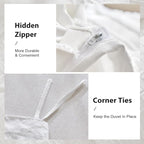 WARMDERN White Boho Duvet Cover Set Queen Size, Striped Textured Tufted Bedding - Image 5