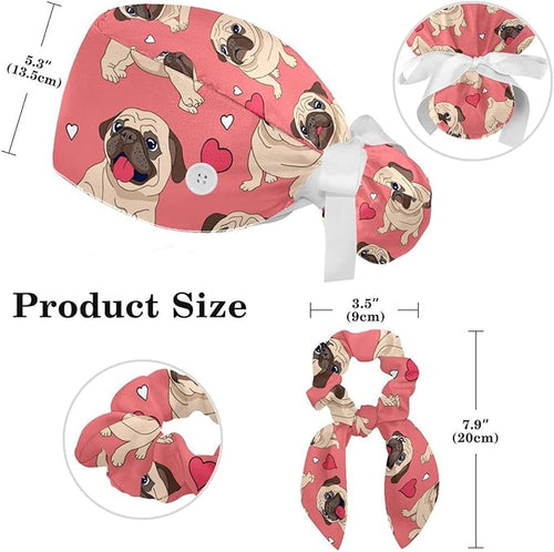 Adjustable Brown Dachshund Dog Blue Surgical Scrub Cap - Image 2