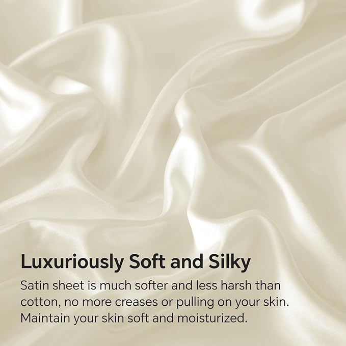 BEDELITE Satin Fitted Sheet and Pillowcase Set, Luxury Soft Similar to Silk - Image 3