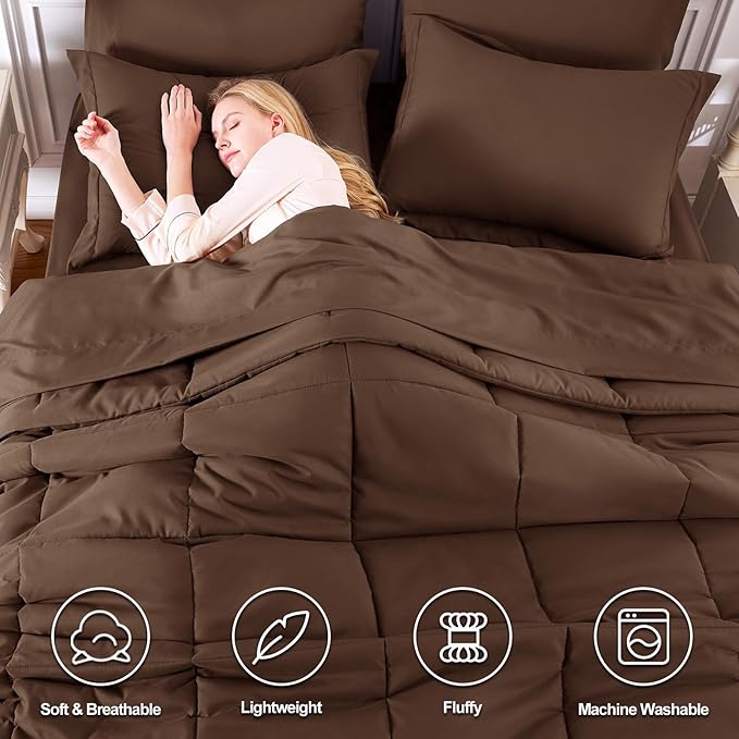 CozyLux Twin XL Comforter Set Brown - Image 2