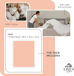 Linen Home 100% Cotton Percale Weave Fitted Sheet, Twin Size, Tropical Peach - Image 6