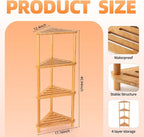 GUGIGP 4-Tier Corner Shower Caddy Stand Bamboo, Standing Corner Shower Shelf - Image 3