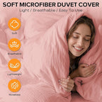 Cozyide Pink Duvet Cover Queen Size, 3 Pieces Bedding Duvet Covers, Soft - Image 4
