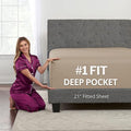 Deep Fitted Sheets King – King Size Fitted Sheet Only Deep Pocket – 21” King by DeaLuxeBedding
