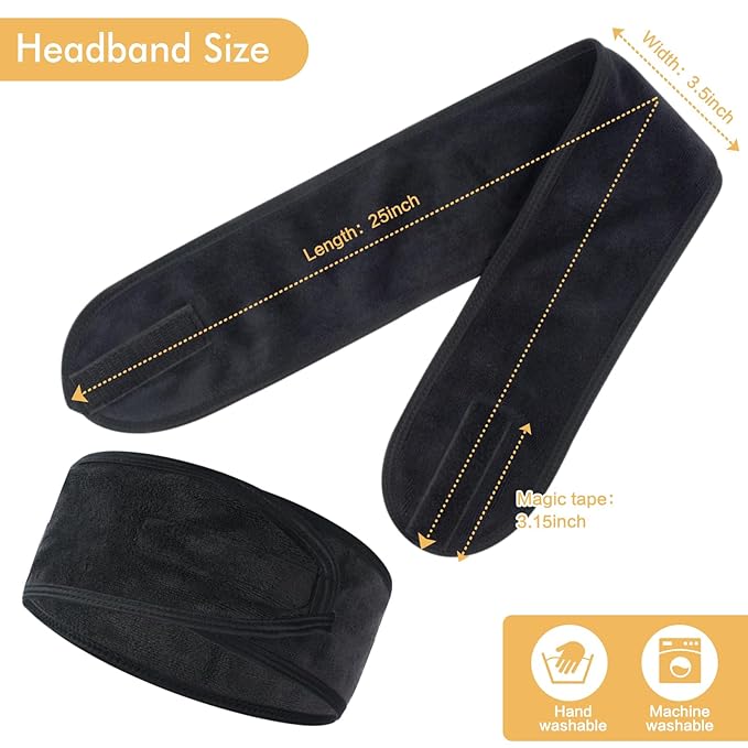 SINLAND Spa Headband for Women 3 Counts Adjustable Makeup Hair Band - Image 5