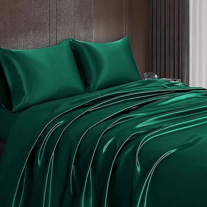Homiest Blackish Green Satin Twin Flat Sheet - Image 6