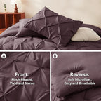 CozyLux Queen Comforter Set Cocoa Powder, 7 Pieces Pintuck Bed in A Bag - Image 3
