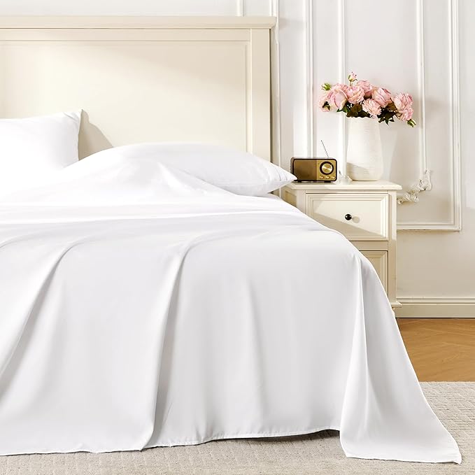 ROSE&RISY White Full Sheet Set, 4 Pieces Soft Bedding Sheet Set, Breathable and by ROSERISY