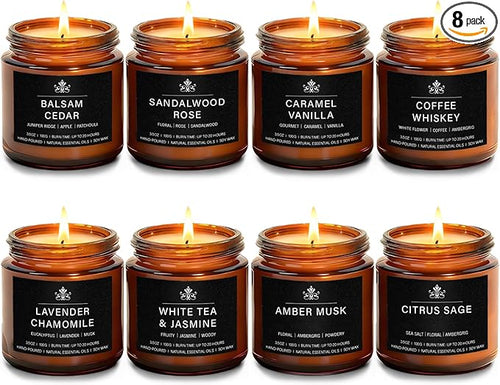 8 Pack Soy Wax Scented Candles Gift Set, Aromatherapy Candles by FEIBAO