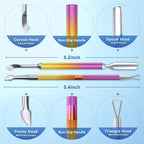 2PCS Metal Pink-Yellow Gradient Cuticle Pusher and Cutter Remover Salon Quality - Image 2