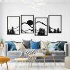 Art3d Black Metal Wall art, 4 Pieces Wall Decor by Art3d