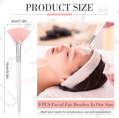 9 Pieces Facial Fan Mask Brushes, Soft Facial Applicator Brushes Tools - Image 2