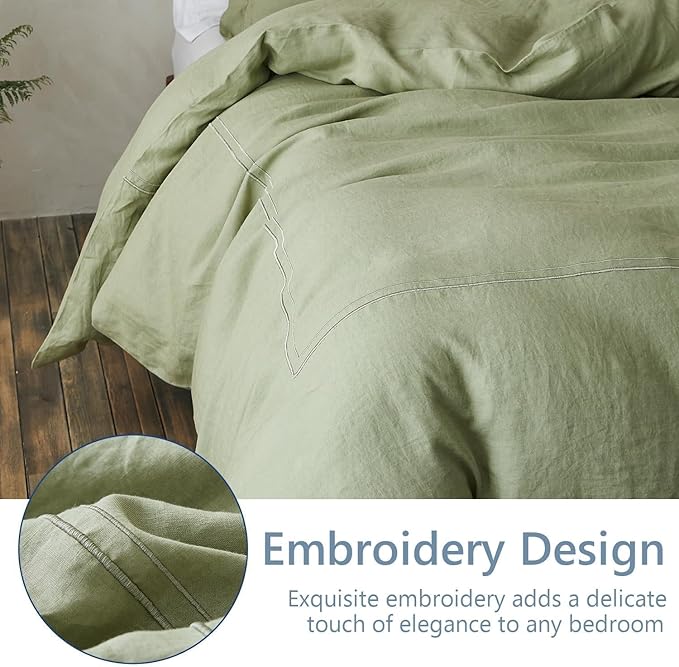 Simple&Opulence 100% Washed Linen Duvet Cover Set 104"x92" - Image 8
