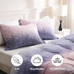 LONAVA Queen Patchwork 3 Pcs Duvet Cover Set, Breathable Soft Microfiber Purple - Image 3