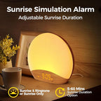 REACHER Wood Grain Sunrise Alarm Clock and Sound Machine Nightlight, Digital - Image 8
