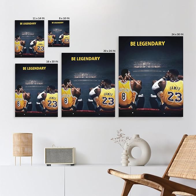 Kobe Bryant and LeBron James Canvas Wall Art Print Poster, Be Legendary - Image 5