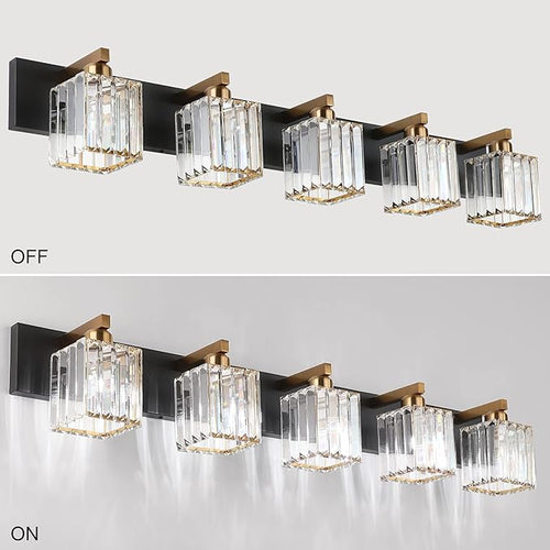 Aipsun Modern Vanity Light Bathroom Lighting Fixtures 5 Light Crystal Bathroom - Image 2