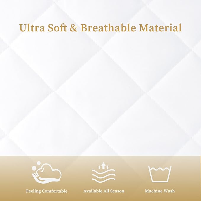 Quilted Fitted Twin Mattress Pad Cover, Waterproof Mattress Protector, Deep - Image 4