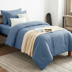 CozyLux Twin XL Comforter Set Grayish Blue, 5 Pieces Bed in a Bag Twin Extra by CozyLux