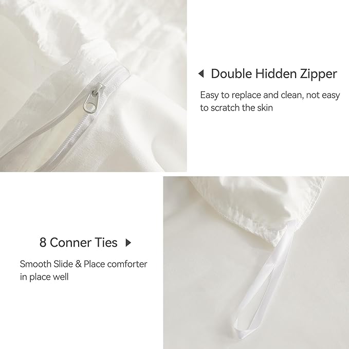JELLYMONI White Duvet Cover King Size, Soft Breathable Seersucker Duvet Cover - Image 5