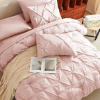 CozyLux Queen Comforter Set Blush Pink, 7 Pieces Pintuck Bed in A Bag, Premium - Image 4