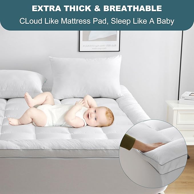 UNILIBRA King Size Mattress Pad Pillow Top Mattress Cover Padded - Image 3