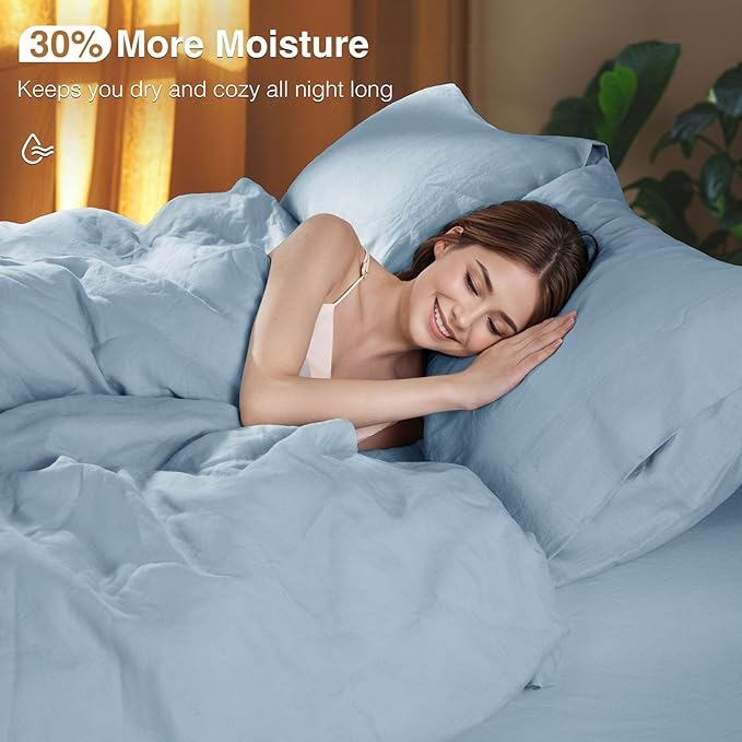 SONORO KATE 100% French Linen Duvet Cover Queen Size, Soft Breathable - Image 4