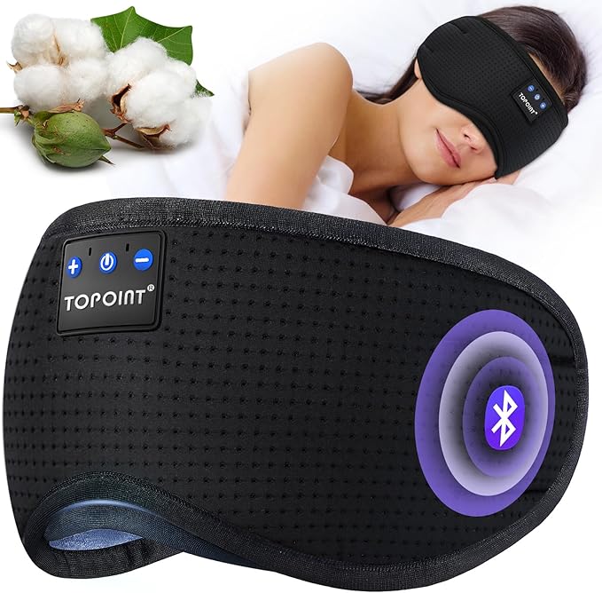 TOPOINT Sleep Mask Headphones Bluetooth Wireless 5.4, Breathable Cotton Eye Mask - Image 8