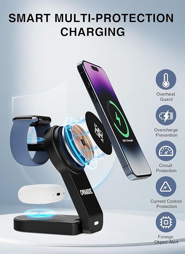 3-in-1 Charging Station for Apple MagSafe Charger, Foldable Wireless Charging - Image 2