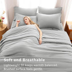 CozyLux Queen Comforter Set Light Grey, 7 Pieces Bed in a Bag Queen Comforter - Image 5