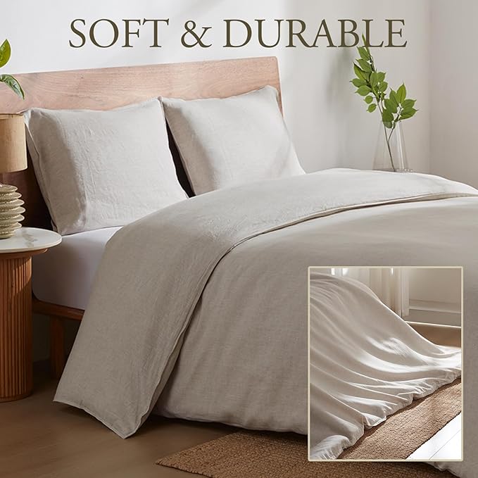 DAPU 100% Linen Duvet Cover, Pure Natural French Flax Linen - Image 3