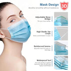 NNPCBT Blue Disposable Face Masks 100 Pack, 3-Ply Breathable Mask - Image 3