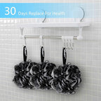 Yoget Bath Loofah Sponge, 4 Pack Black 60G Shower Mesh Ball Soft Pouf Body - Image 5