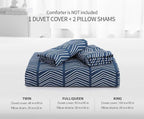 SLEEPBELLA Navy and White Duvet Cover Set, 100% Cotton Bedding, Chevron - Image 7