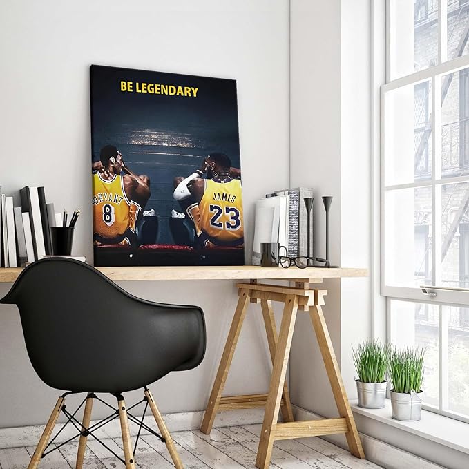 Kobe Bryant and LeBron James Canvas Wall Art Print Poster, Be Legendary - Image 3