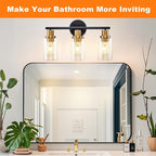 DLLT 3-Light Bathroom Light Fixtures: Black and Gold Modern Vanity Lights - Image 2