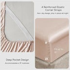 MR&HM Satin Bed Sheets, Twin Size Sheets Set - Image 4