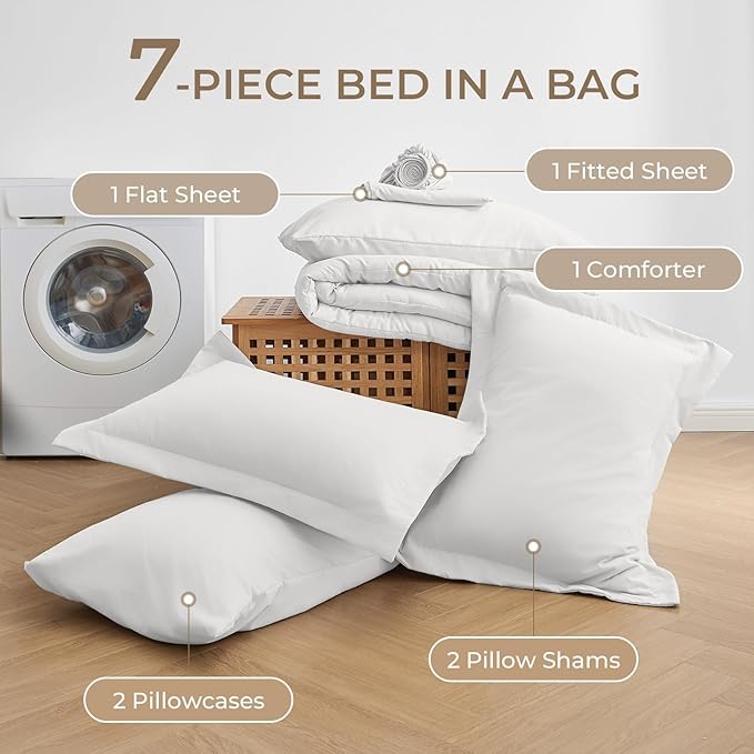 Sasttie Full Size Comforter Sets, 7 Pieces Bed in a Bag Full, Complete Bedding - Image 6
