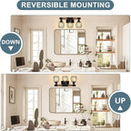 3-Light Farmhouse Bathroom Vanity Light Fixtures, Rustic Wood Bathroom Light - Image 4