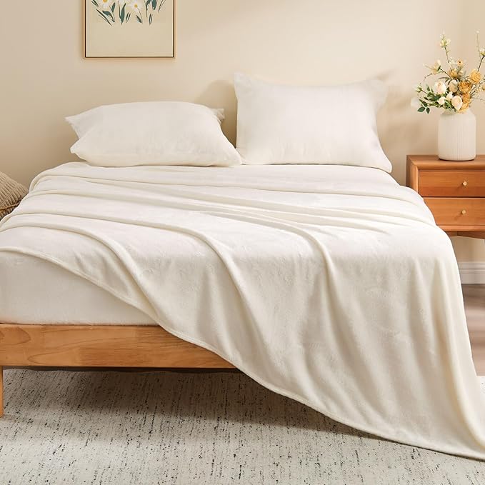 BEDELITE Flannel Sheets Twin Size White - Image 2