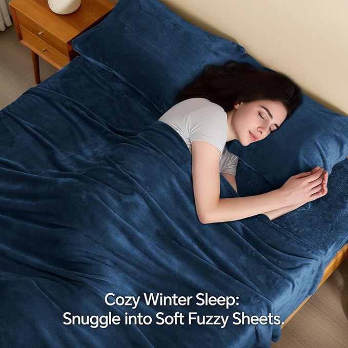 BEDELITE Flannel Sheets Twin Size Navy - Image 3