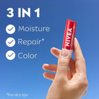 NIVEA Strawberry Lip Care, Nourishing Oils and Vitamin C & E, 3-in-1 Moisture - Image 3