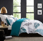 Duvet Cover Set, 600 Thread Count Cotton White Leaf Floral Pattern Print by SLEEPBELLA