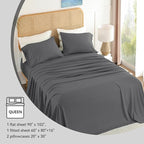 Queen Sheet Set 4 Pieces, Wrinkle Free, Oeko-Tex Certified Bedsheets，Dark Grey - Image 6